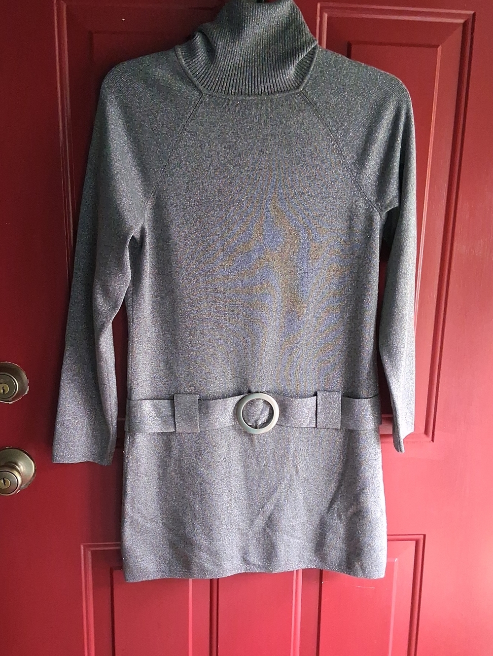 INC International Concepts Silver Metallic Turtleneck Tunic with Belt